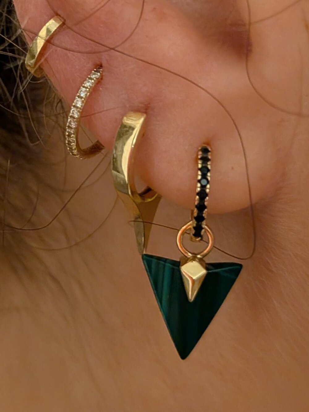 Annoushka Malachite 18k Gold Drop Earrings - Picture 6 of 8